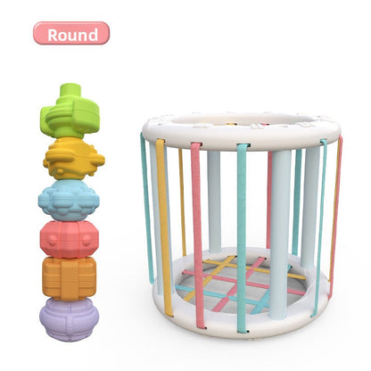 Rainbow Montessori Baby Grasping Toy with Rattling Balls