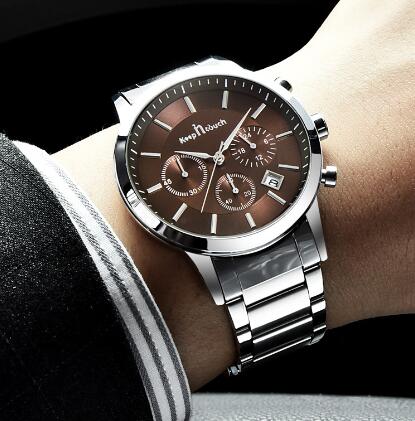 Fashionable Men's Waterproof Calendar Leather Watch