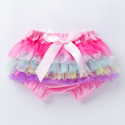 Baby Girls Casual Bowknot Mesh Shorts Outfit Set