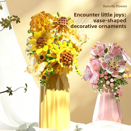 DIY Building Block Flower Bouquet with Vase
