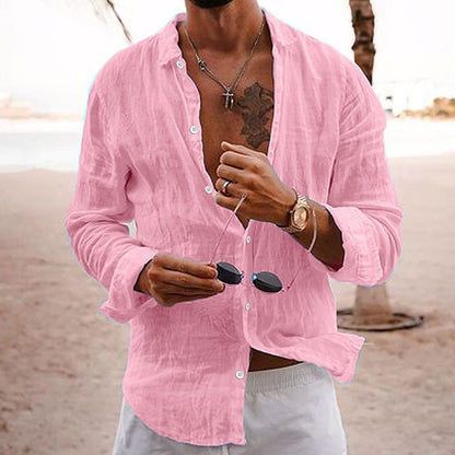 Cotton-linen long-sleeve shirt