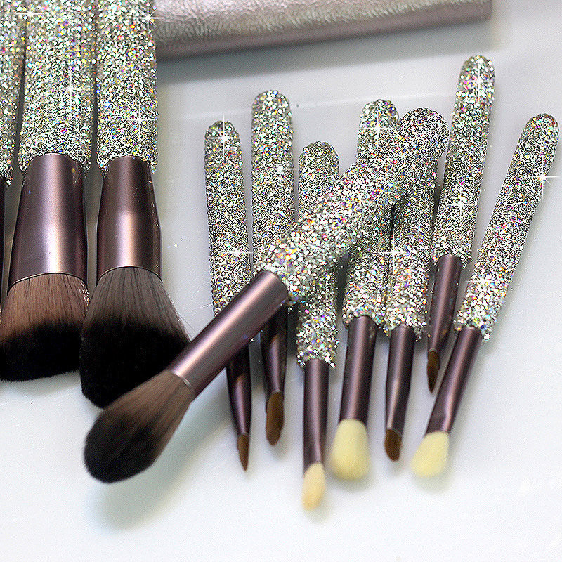 Diamond Makeup Brush Set 12Pcs with Rhinestone Handles