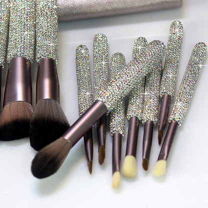 Diamond Makeup Brush Set 12Pcs with Rhinestone Handles