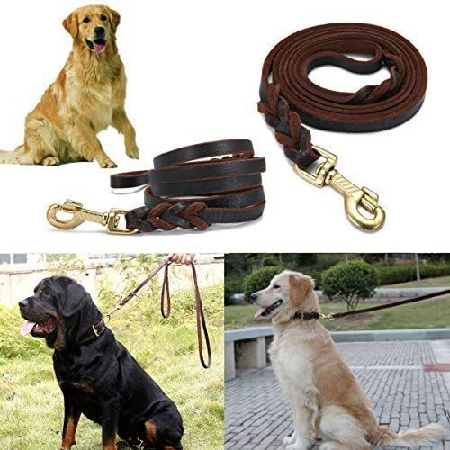 Cowhide Dog Leash for Medium Large Breeds