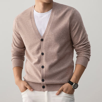 Men's V-Neck Cardigan Sweater Loose Fit Knit Sweater