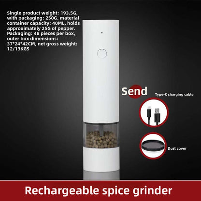 Electric Pepper Grinder Adjustable Coarseness Stainless Steel Blades