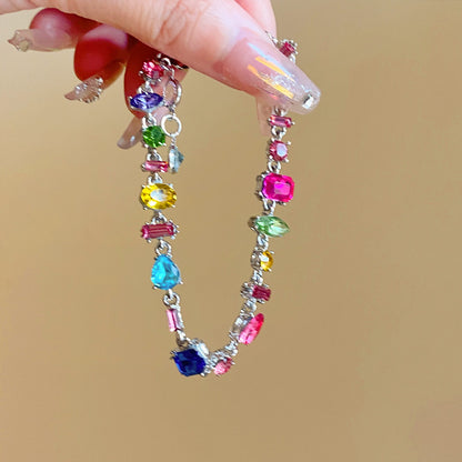 Sweetheart Candy Color Crystal Clavicle Chain Necklace