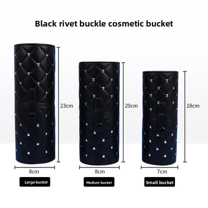 Round PU Makeup Brush Holder Storage Bucket