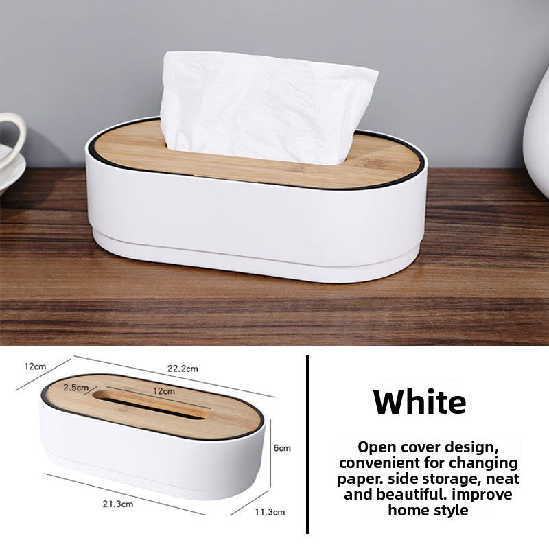 Lift Cover Bamboo Tissue Box