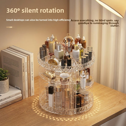 Rotating Makeup Storage Box Transparent Desktop Organizer