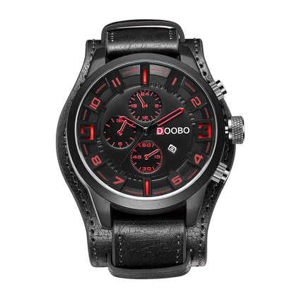 Fashionable Men's Waterproof Calendar Leather Watch
