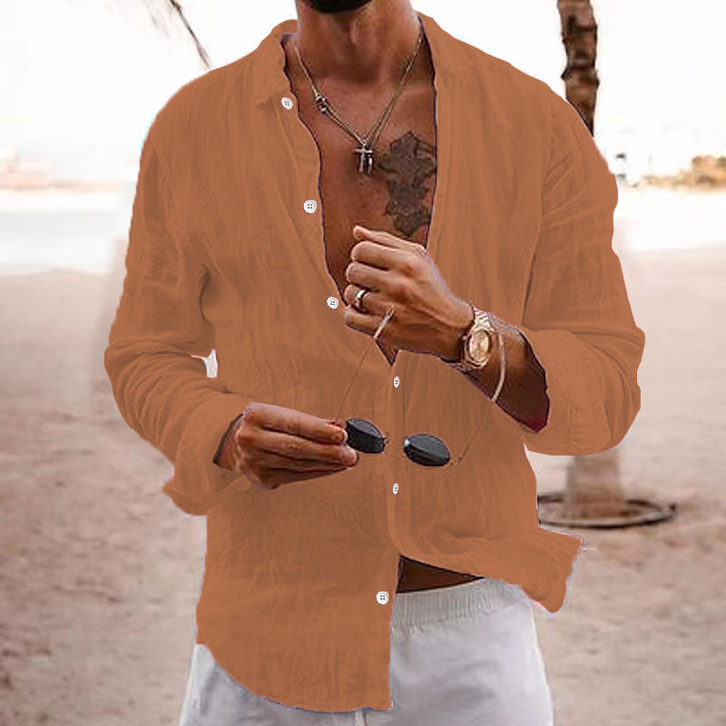 Cotton-linen long-sleeve shirt