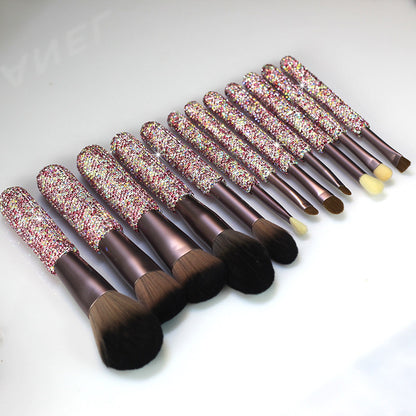 Diamond Makeup Brush Set 12Pcs with Rhinestone Handles
