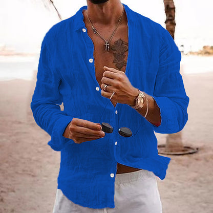 Cotton-linen long-sleeve shirt