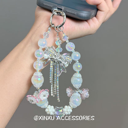 Purple Butterfly Beaded Mobile Phone Chain