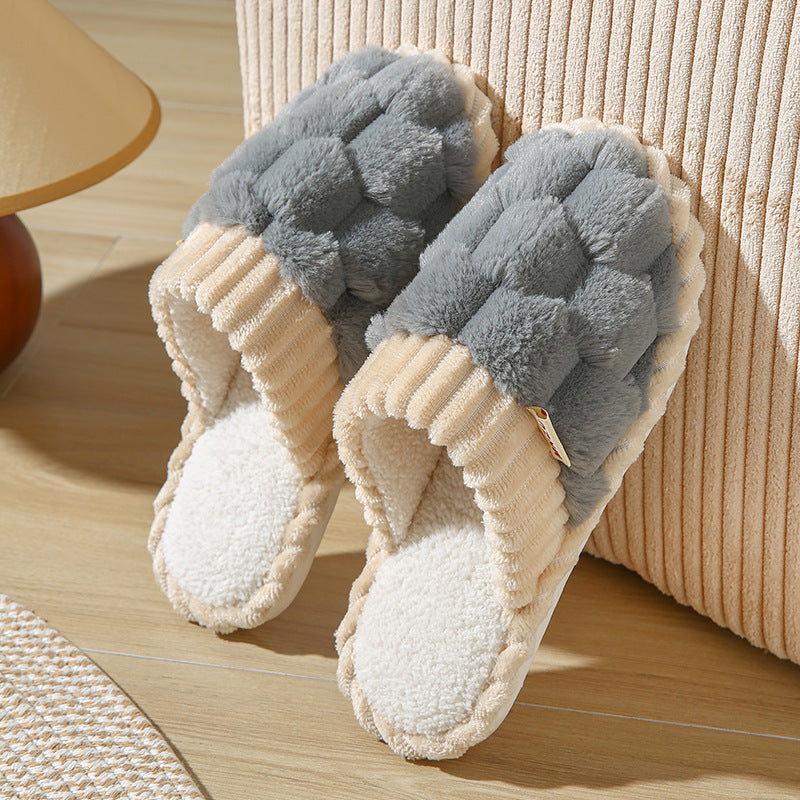 Fleece-Lined Plush Indoor Slippers