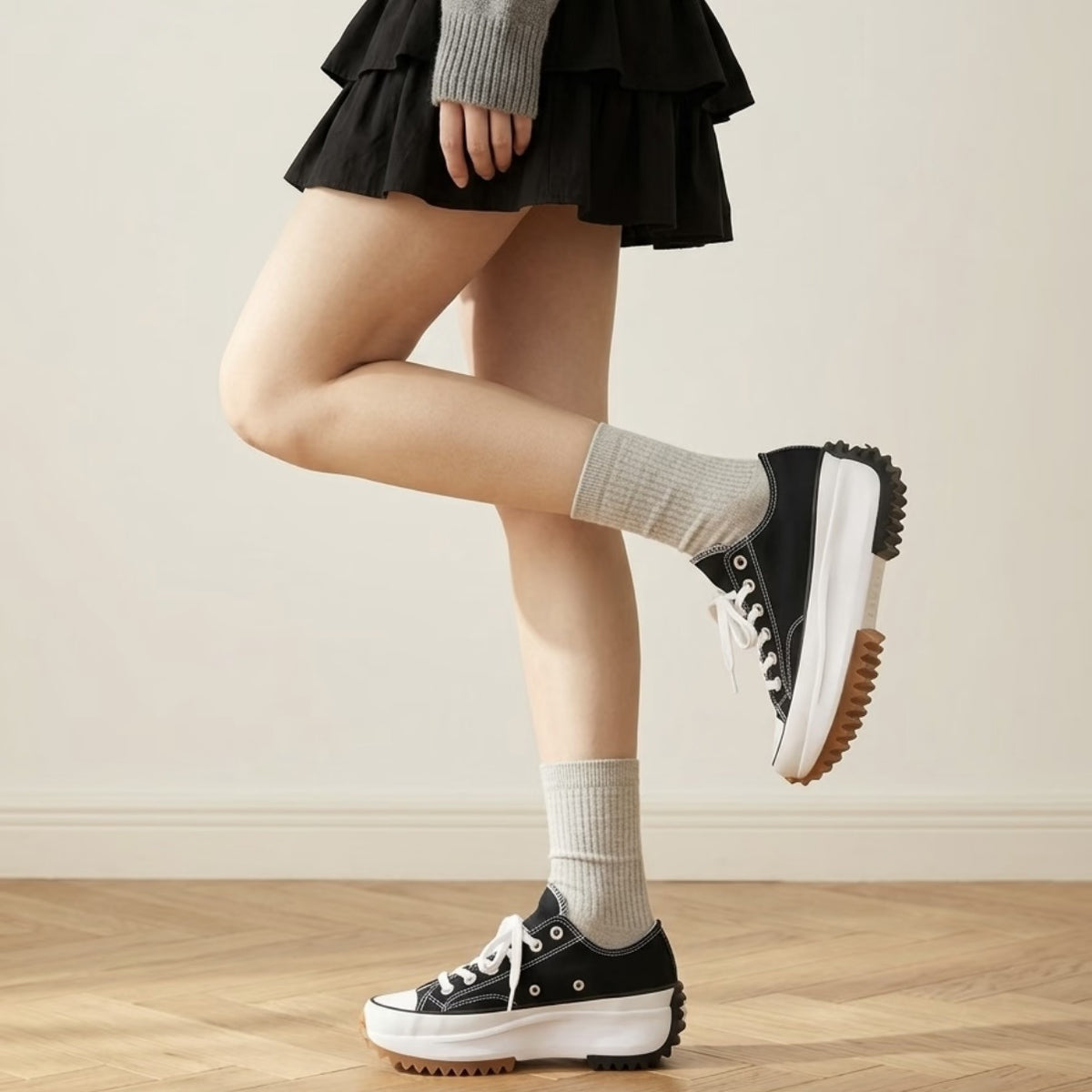 Putian Meiqi Converse Run StarHike height-increasing thick-soled high-top platform canvas shoes for men and women