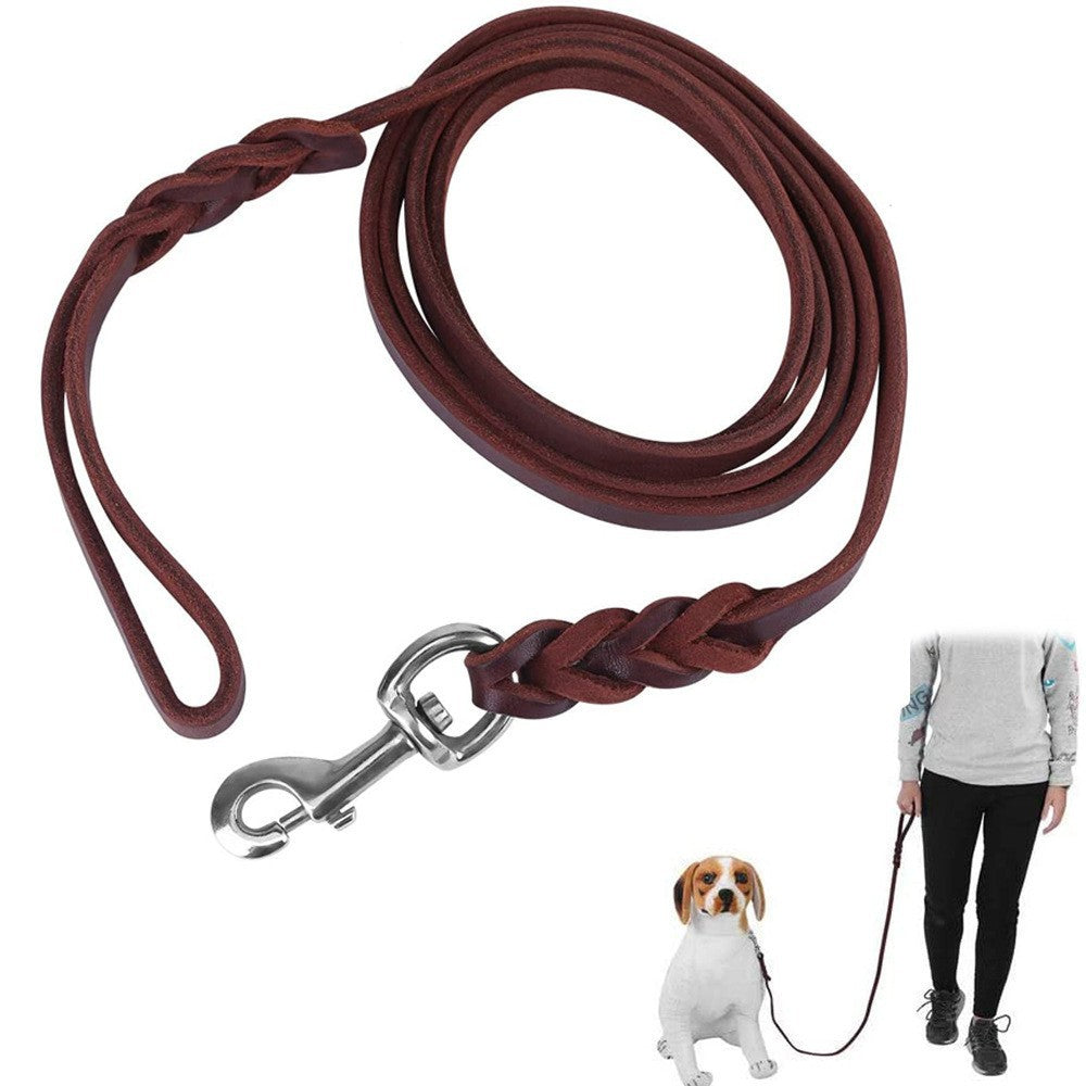 Cowhide Dog Leash for Medium Large Breeds