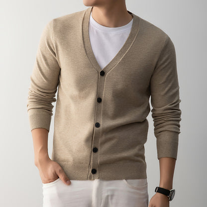 Men's V-Neck Cardigan Sweater Loose Fit Knit Sweater