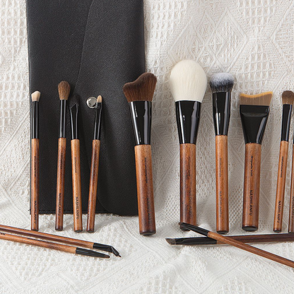 14-Piece Natural Wood Makeup Brush