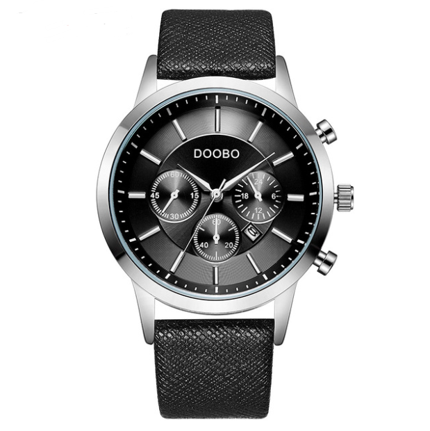 Fashionable Men's Waterproof Calendar Leather Watch