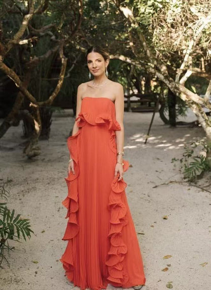 Pleated Wrap Flared Dress