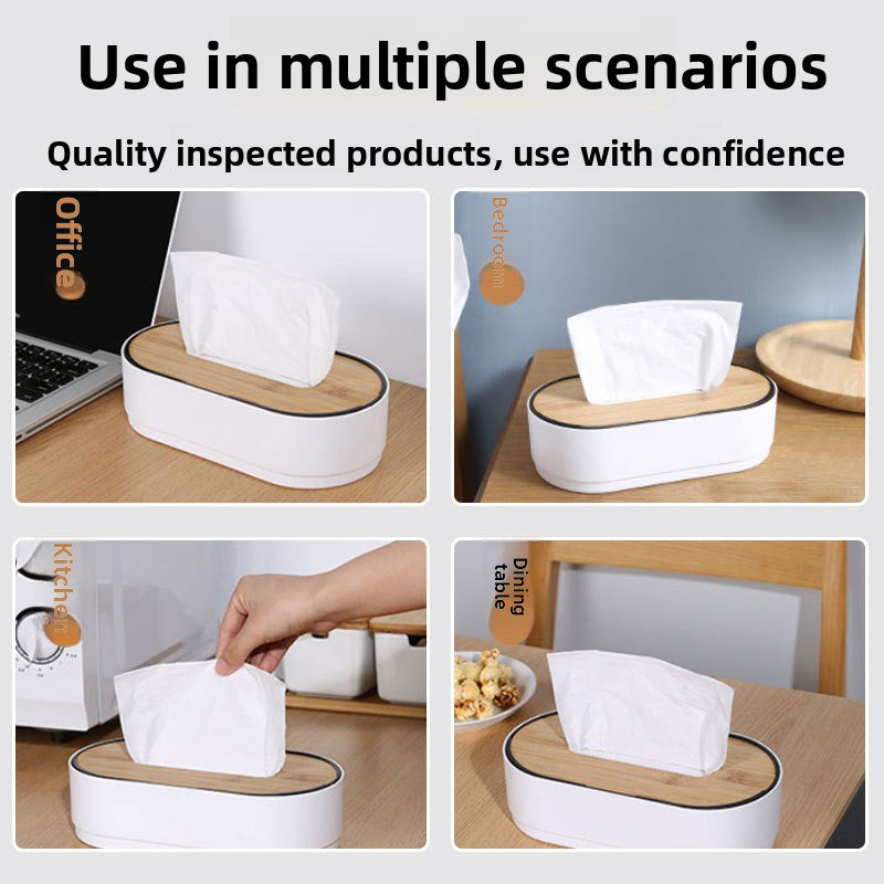 Lift Cover Bamboo Tissue Box