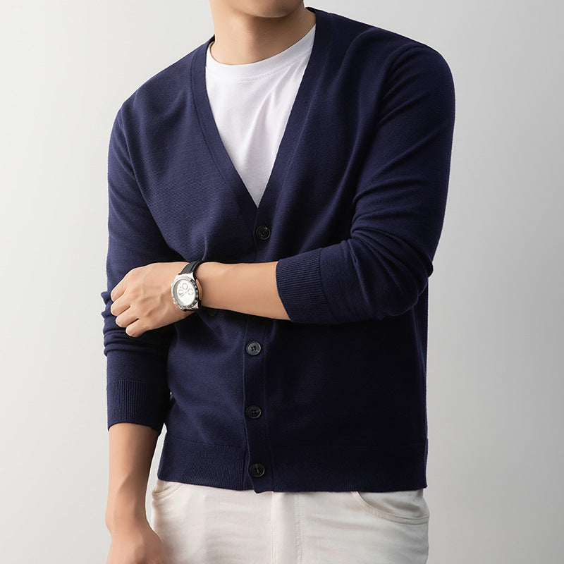 Men's V-Neck Cardigan Sweater Loose Fit Knit Sweater