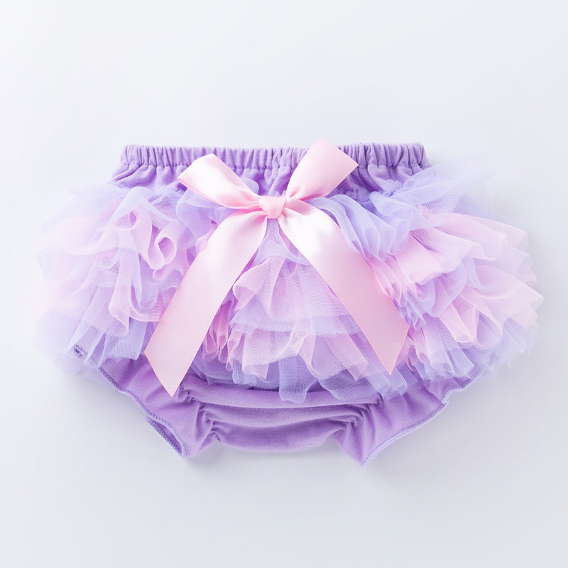 Baby Girls Casual Bowknot Mesh Shorts Outfit Set