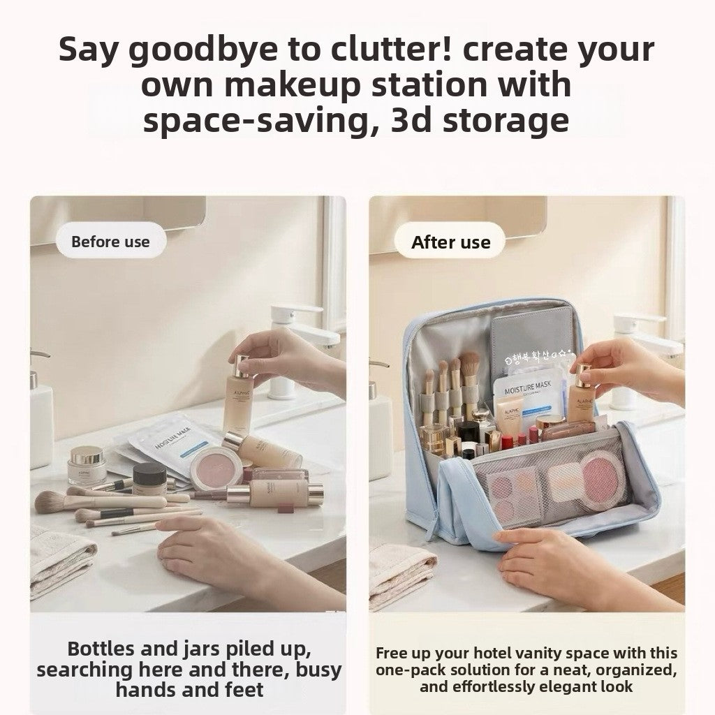 Vertical Makeup Toiletry Bag with Compartments
