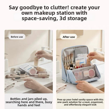 Vertical Makeup Toiletry Bag with Compartments