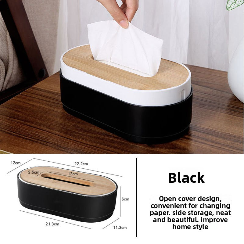 Lift Cover Bamboo Tissue Box