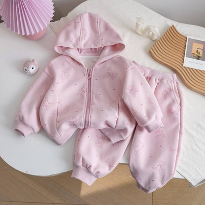 Kids Rabbit Ear Hooded Tracksuit Set