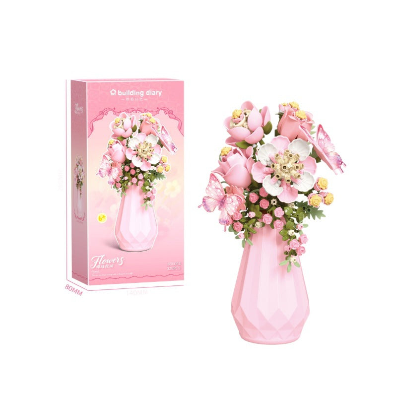 DIY Building Block Flower Bouquet with Vase