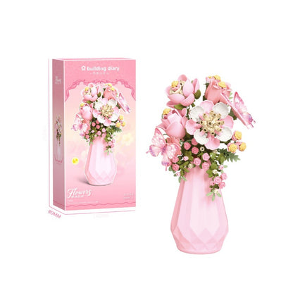 DIY Building Block Flower Bouquet with Vase