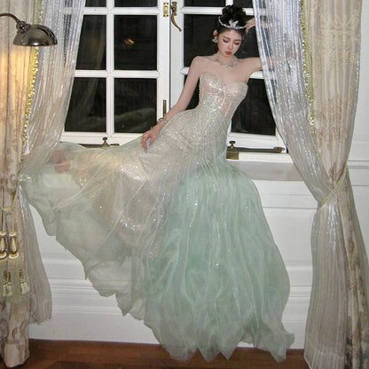 French Evening Dress Autumn New Banquet Tube