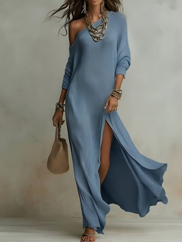 Elegant Long Sleeve Pleated Dress
