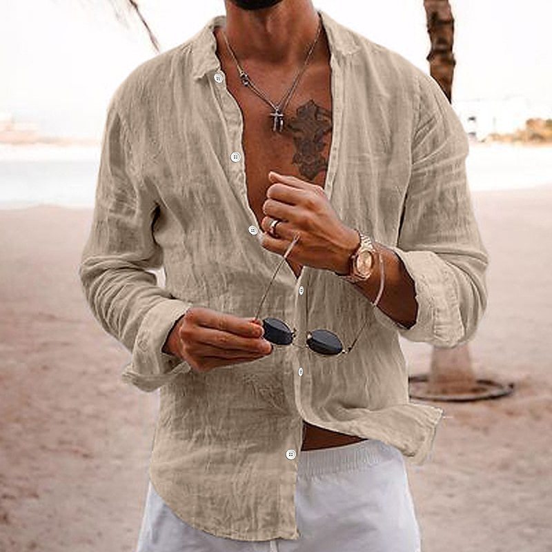 Cotton-linen long-sleeve shirt