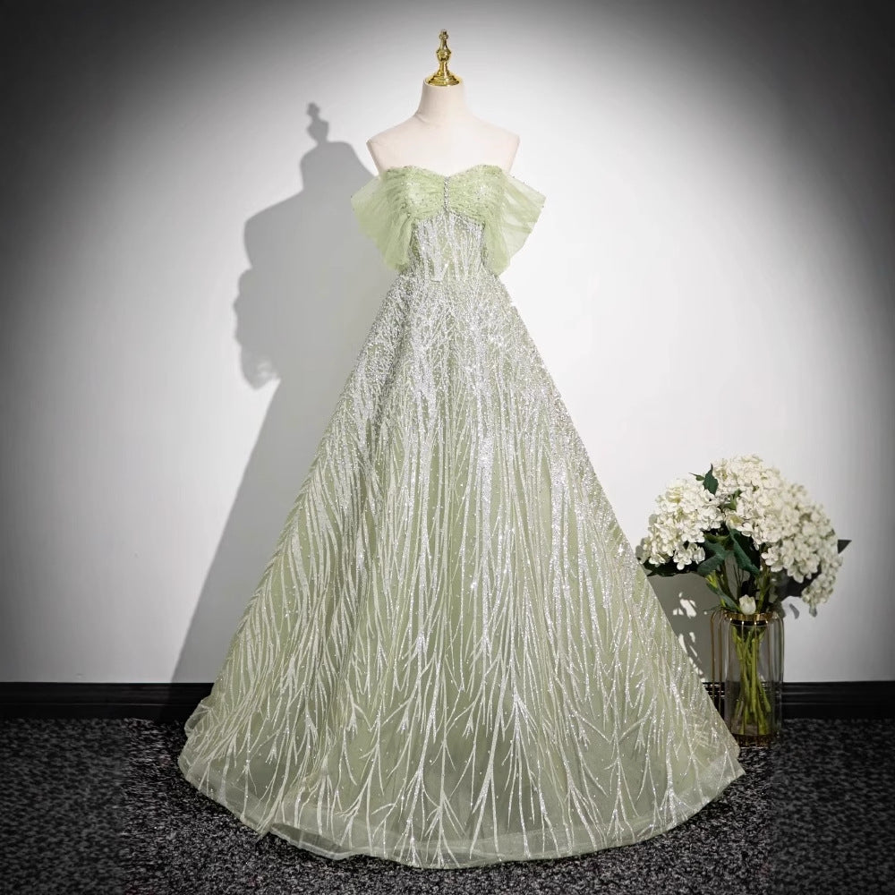 Green Off-Shoulder Formal Dress