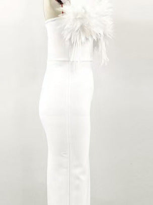 New Strapless Evening Dress Three-dimensional Flower Dress Slim Fit