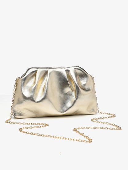 Womens Pleated Chain Crossbody Bag