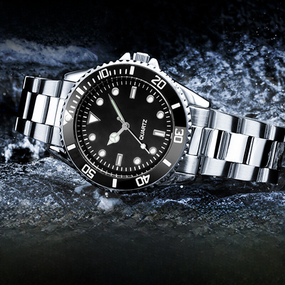 Stylish Waterproof Men's Quartz Watch with Steel Band