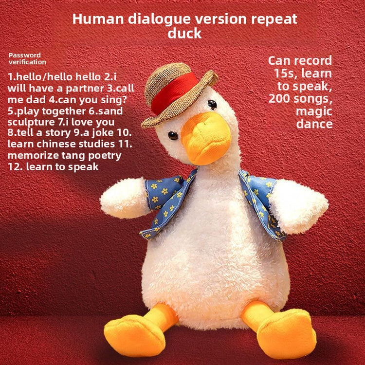 Talking Duck Plush Toy Interactive Learning Baby Gift with 200 Songs