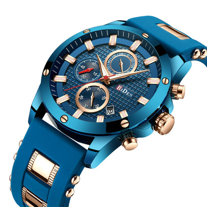 Fashionable Waterproof Three-Eye Quartz Men's Watch