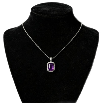 Square Zircon Geometric Necklace with Cross Chain