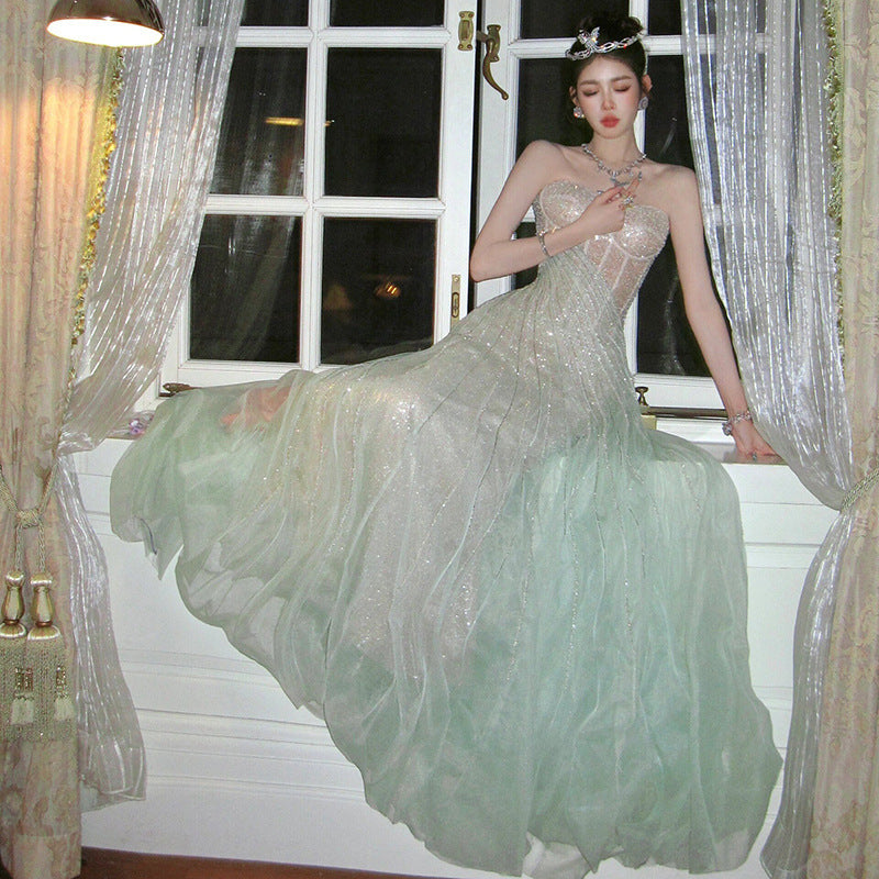 French Evening Dress Autumn New Banquet Tube