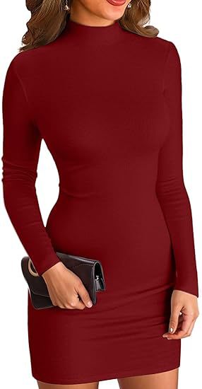 Women's Long Sleeve Turtleneck Mini Dress