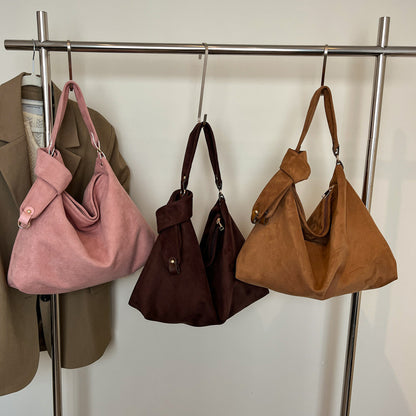 Retro Suede Shoulder Tote Bag