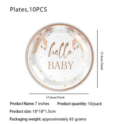 Bohemian Baby Shower Party Supplies Set