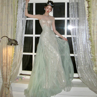 French Evening Dress Autumn New Banquet Tube